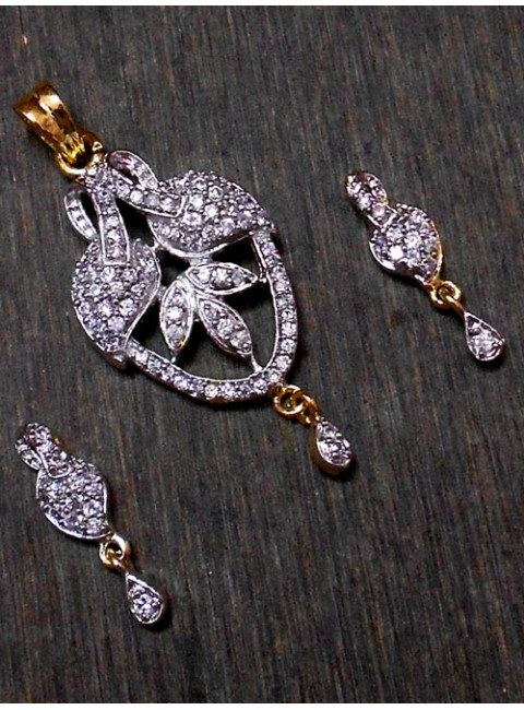 CZ Pendant With Earrings